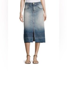 Current/Elliott The Slit Raw Hem Ombré Midi Skirt